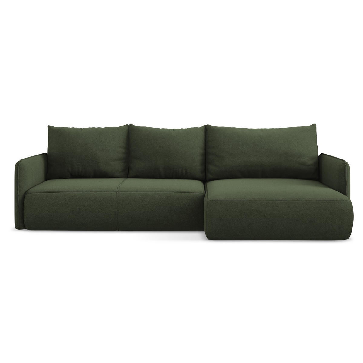 ECKSOFA mit Schlaffunktion Strukturstoff Stoff Grün - Schwarz/Olivgrün, Kunststoff/Textil (240/148cm) - LaMiaSofa