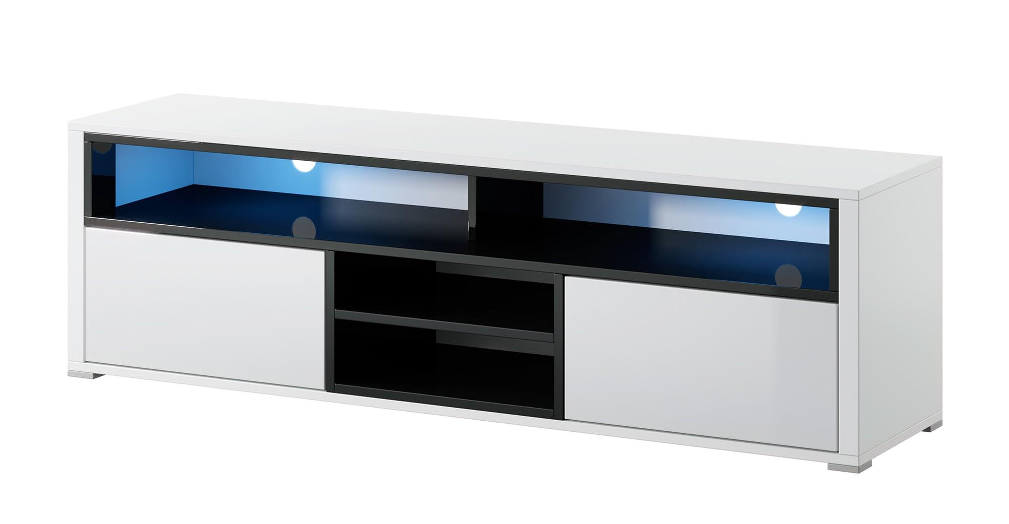 TV-SCHRANK Oberon 137x42,5x33 cm - Lowboard mit Stauraum - Tv Ständer aus Laminierter Spanplatte - Weiß - Weiß, Holzwerkstoff (137/42.5/33cm) - Chilly
