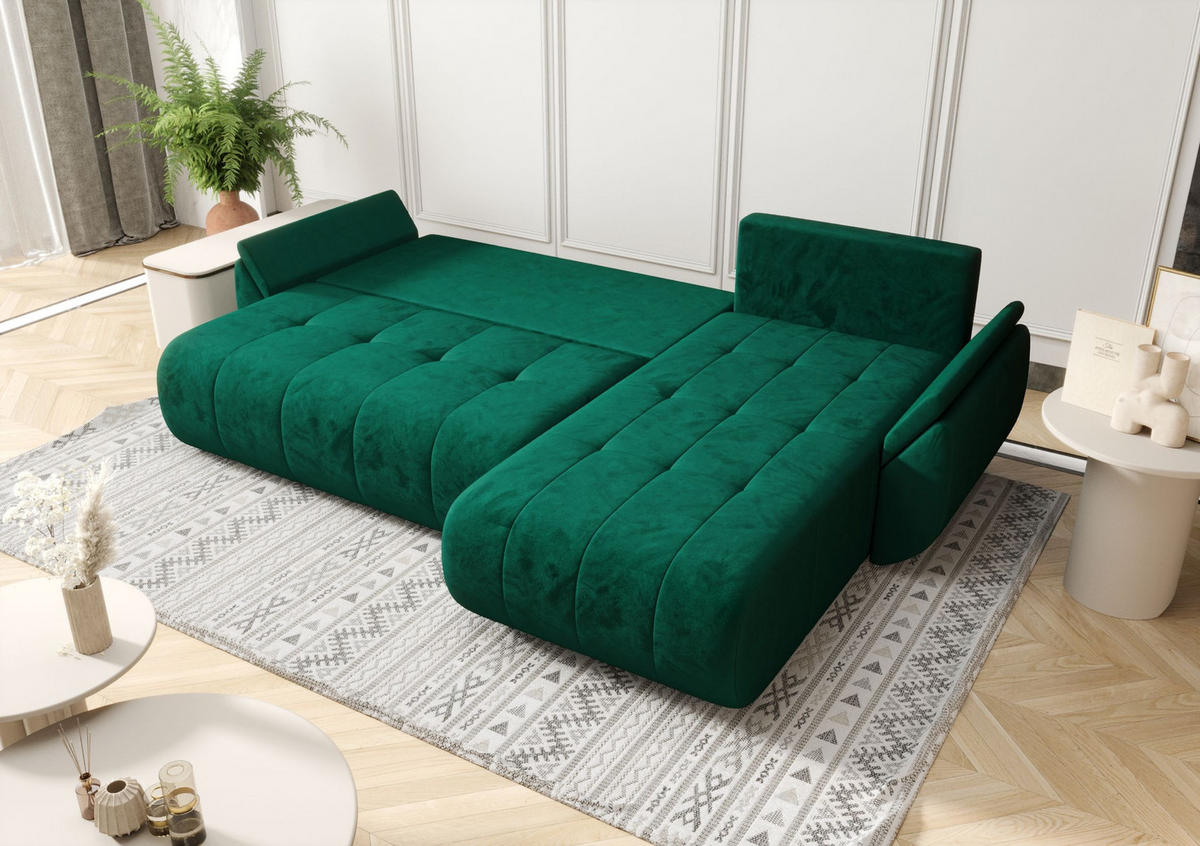 ECKSOFA mit Schlaffunktion TOKYO Wind 21 - Braun/Grau, Textil (280/185cm) - Bedante