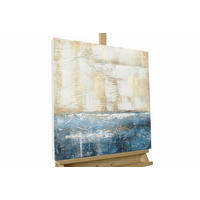 ACRYLBILD HANDGEMALT 60/60 cm - Blau/Beige, Holz/Textil (1.1/60cm) - KUNSTLOFT
