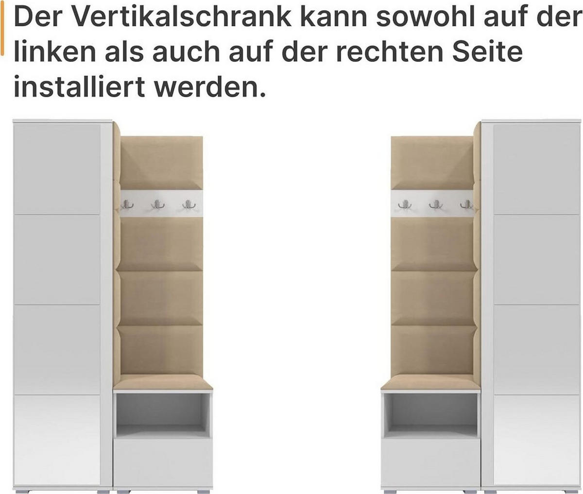 GARDEROBEN-SET Nela II mit Spiegel 150/187/40 - Dunkelgrau/Silberfarben, Holzwerkstoff/Kunststoff (150/187/40cm)