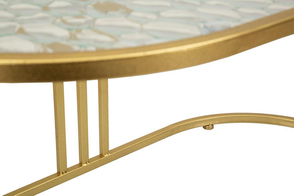 COUCHTISCH Antalia, goldfarben, Eisen und Glas, 90 x 50 x 45 cm - Goldfarben, Glas/Metall (50/90/45cm) - Mauro Ferretti