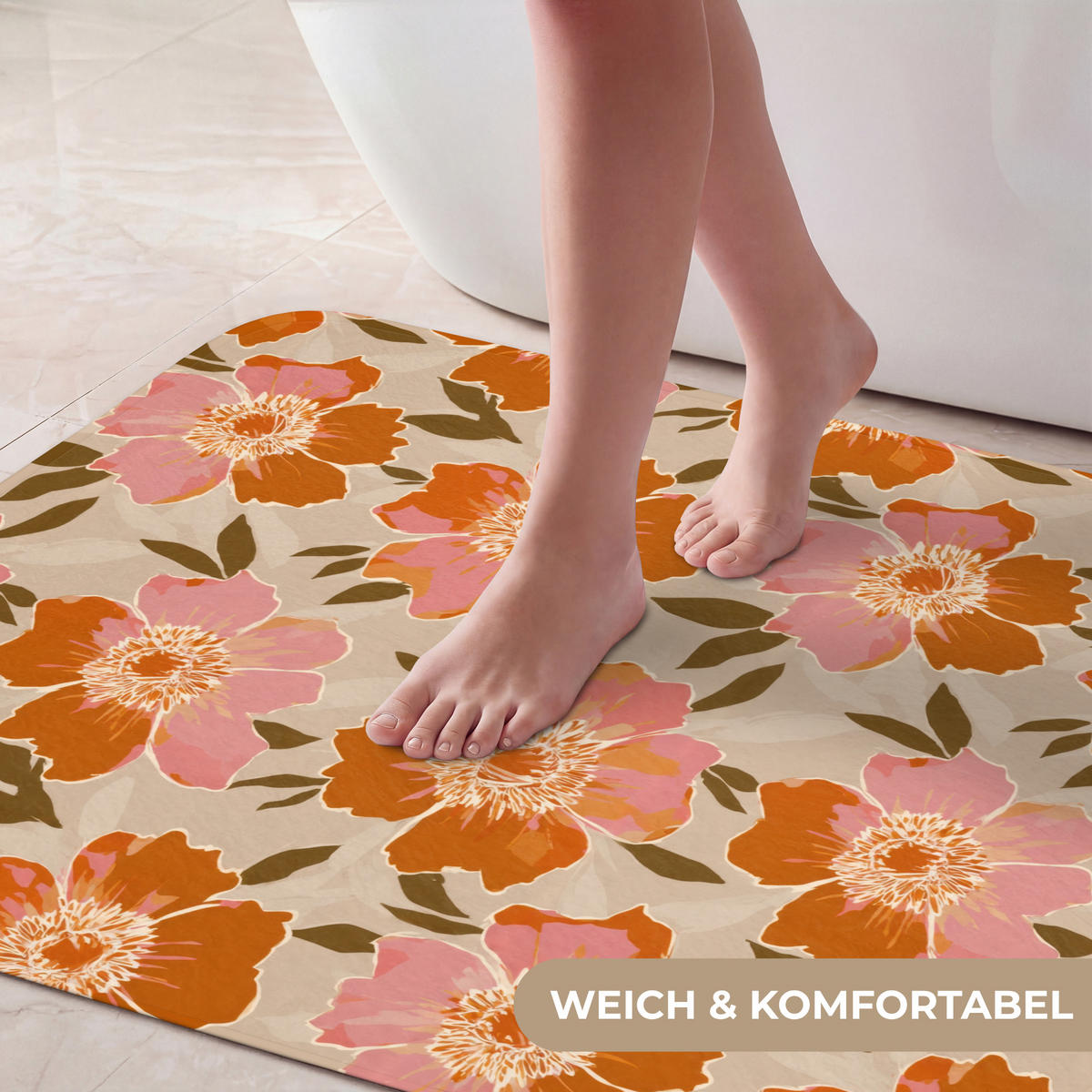 KÚPEĽŇOVÁ PREDLOŽKA Kvety - Motív - Retro 60x90 cm - viacfarebná, textil/plast (60/90cm) - OnlyWow