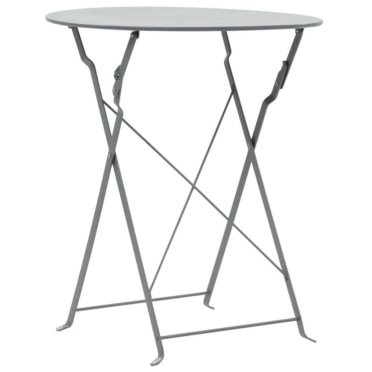 BISTRO-SET Stahl Grau 3-teilig - Grau, Metall - vidaXL