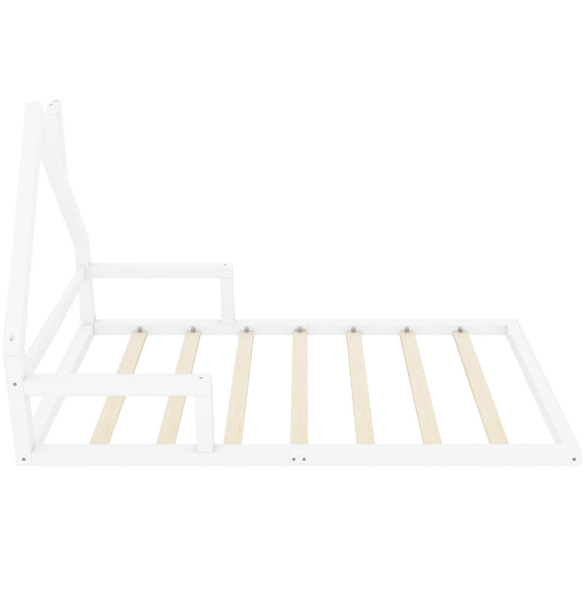 HAUSBETT aus Kiefer und MDF 90x200 cm Weiß in Hausform mit Lattenrost und pflegeleichter Oberfläche - Weiß, Holzwerkstoff (90/200cm) - Modfu