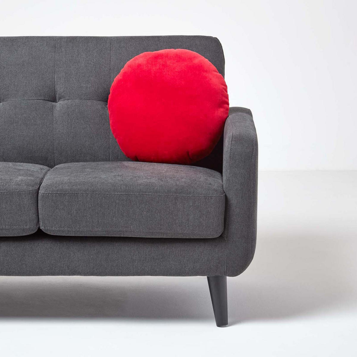 DEKOKISSEN rund rot, Baumwollsamt?40 cm - Rot, Textil (40/40cm) - Homescapes