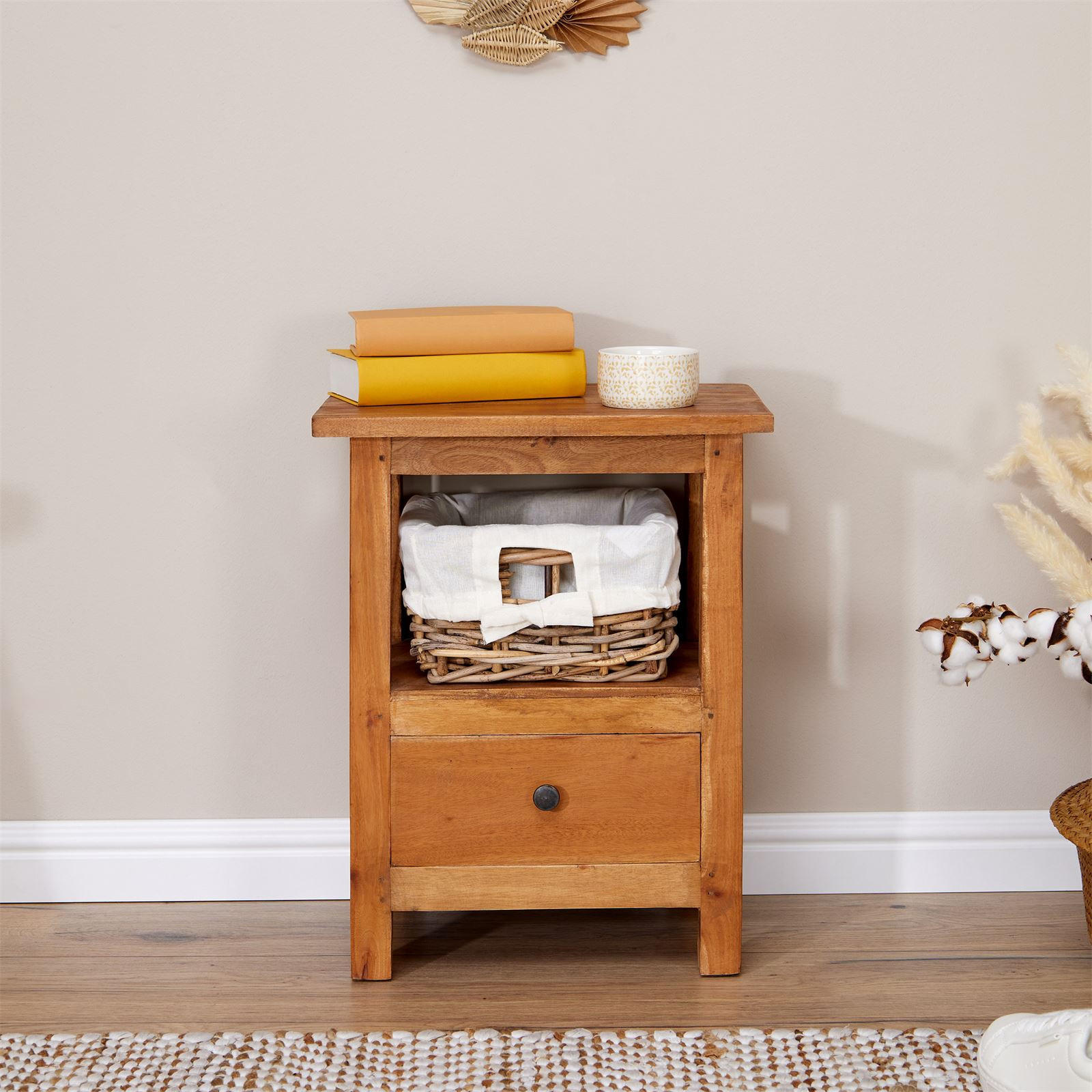 NACHTTISCH BAVELLA - Naturfarben, Holz (40/51/30cm) - IDIMEX