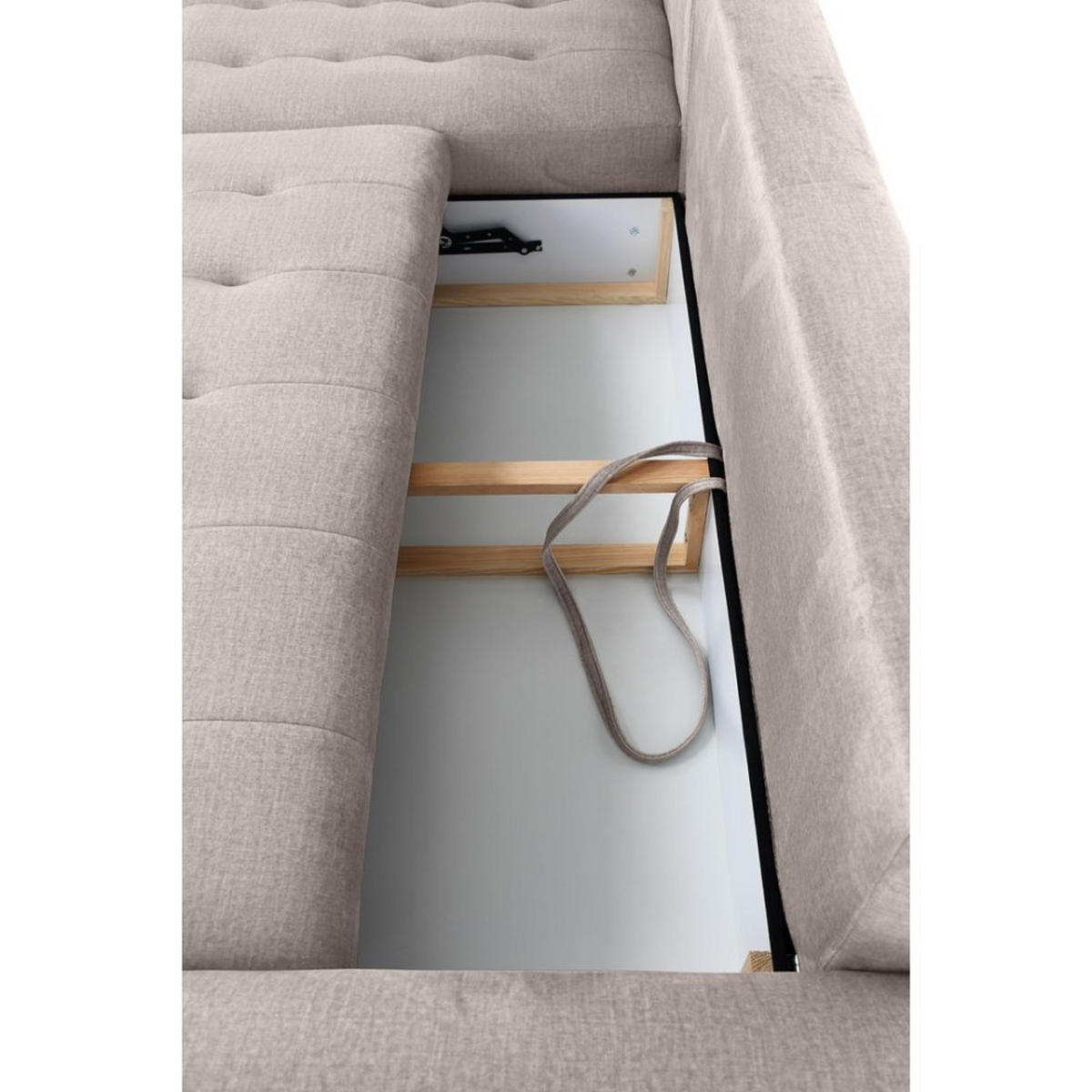 ECKSCHLAFSOFA Costa L taupe links - Taupe/Schwarz, Kunststoff/Textil (290/169cm) - Beautysofa