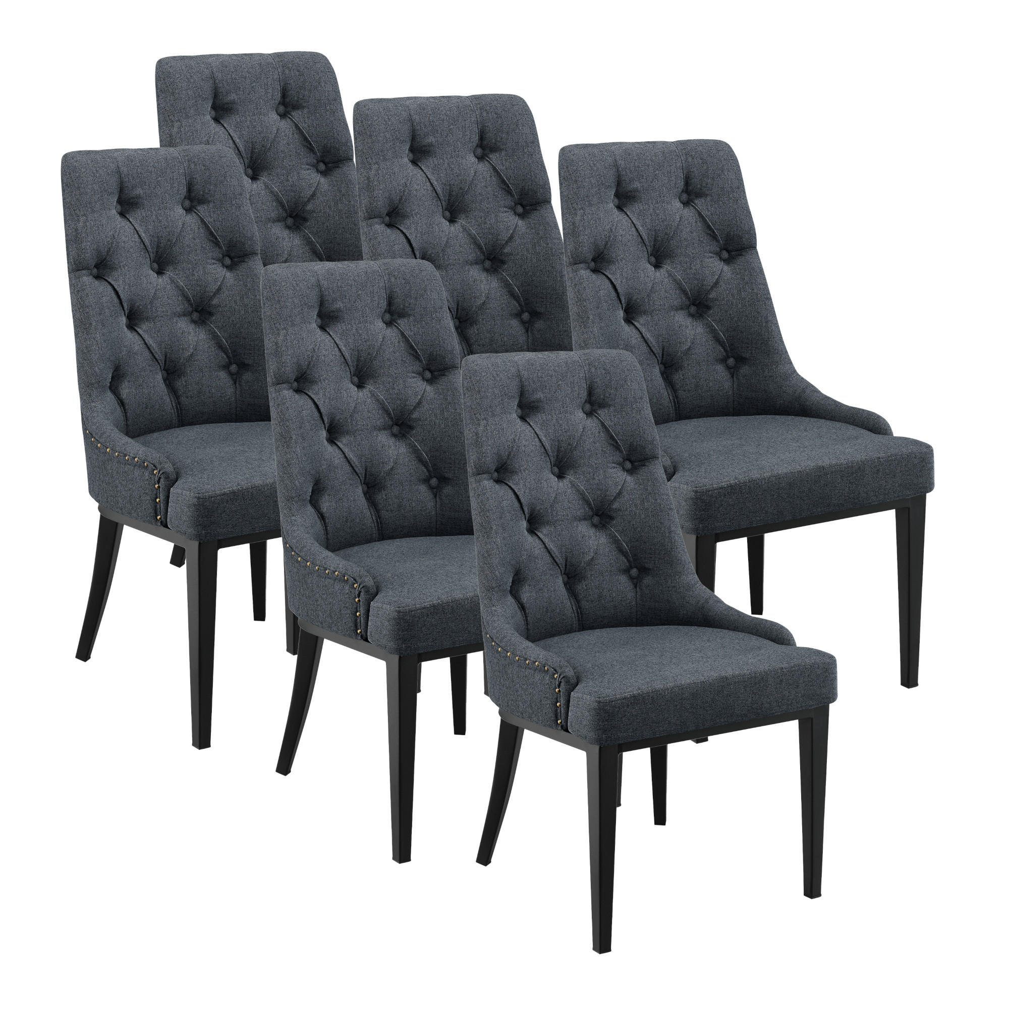 ESSZIMMERSTUHL-SET 6 TLG. Chester - Dunkelgrau/Schwarz, Kunststoff/Metall (100/100/60cm) - [en.casa]