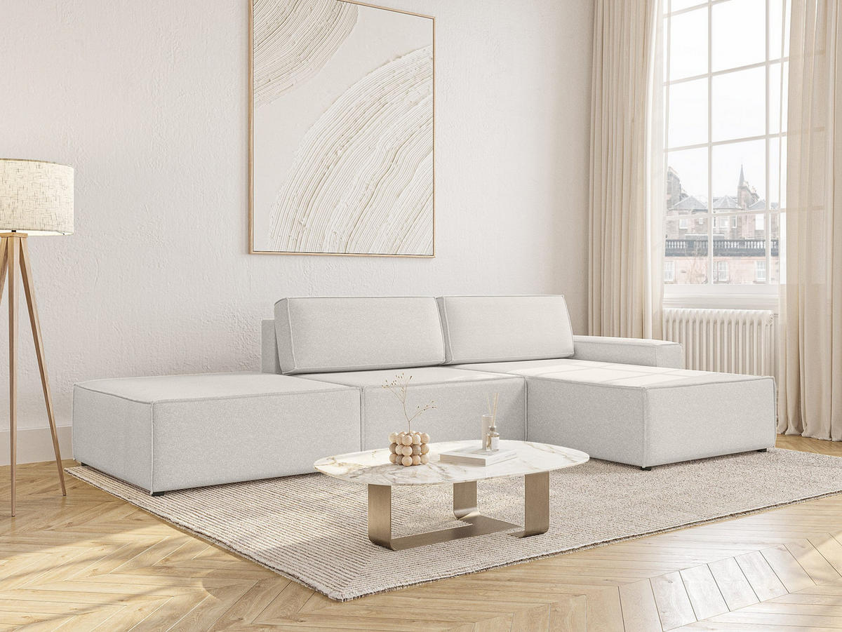 ECKSOFA Lummo Re mit Schlaffunktion, Cremeweiß - Weiß, Textil (323/185cm) - Fedve