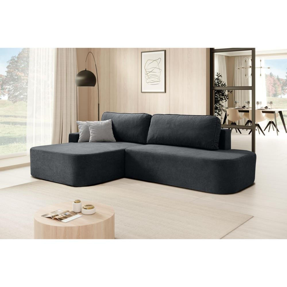 ECKSCHLAFSOFA Gavi graphit velours links - Graphitfarben, Textil (269/171cm) - Beautysofa