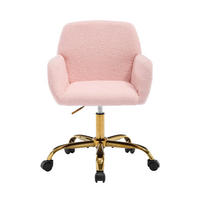 DREHSTUHL DE-41052 mit Kunstpelz-Bezug und goldenen Beinen Rosa - Pink, Metall (53/55/53cm) - ComfortXL