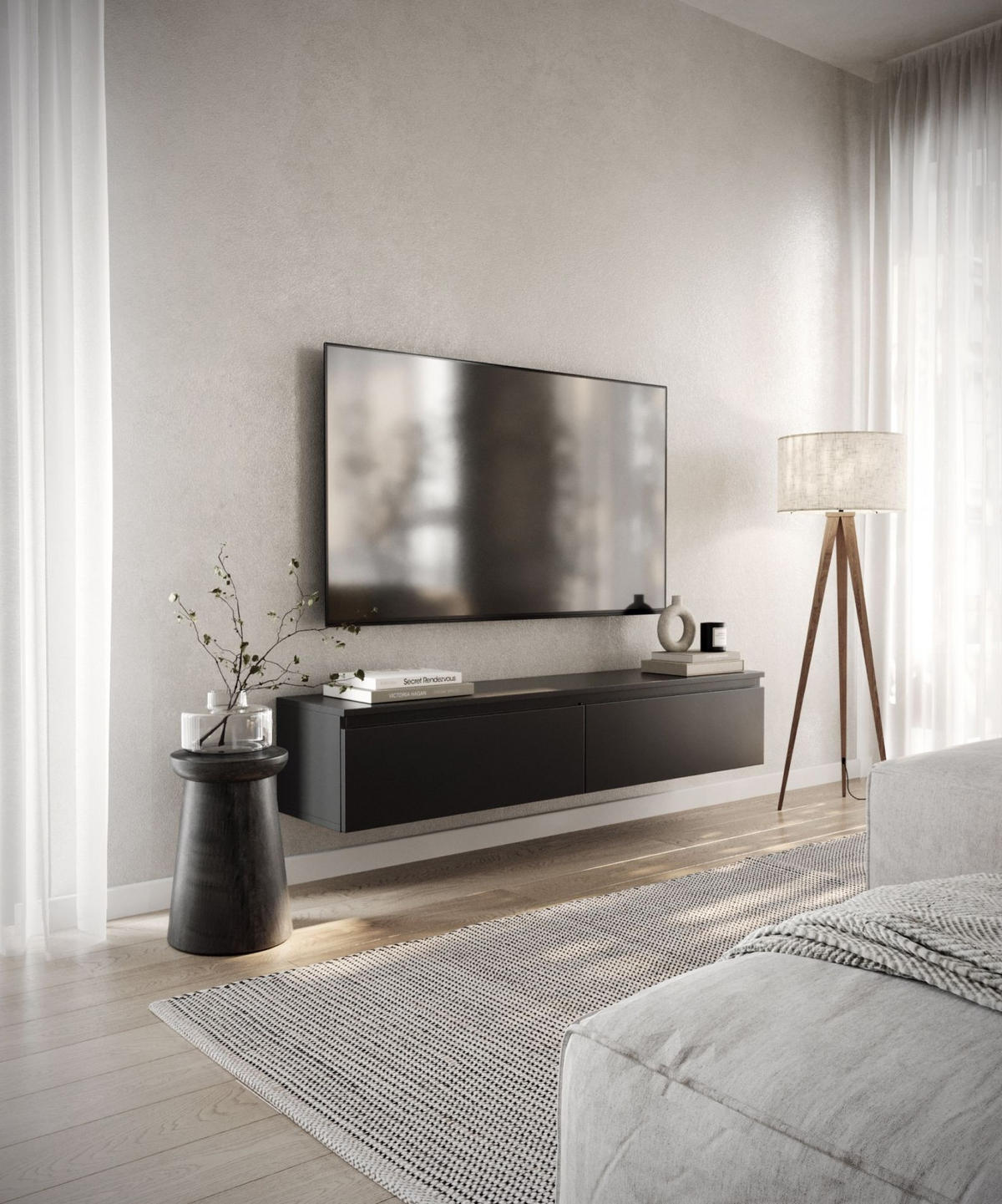 TV-LOWBOARD Bemmi Schwarz 150 cm - Schwarz, Holzwerkstoff (150/28.4/31.8cm) - Selsey
