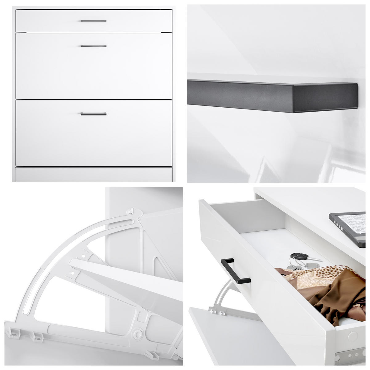 SCHUHSCHRANK Elvas Front in Weiß matt - Weiß, Holzwerkstoff (89/95.5/27cm) - Vladon