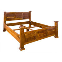 BETT Massivholz Akazie 200 x 200 x 114 hellbraun OXFORD #0133 - Braun, Holz (200/200cm) - Massivmoebel24