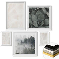 WANDBILDER 5er-Set - 50x50 cm & 20x30 cm & 40x60 cm Weißer Rahmen - Steinpastellmarmor - Weiß, Kunststoff (40/60cm) - ArtPrintCave