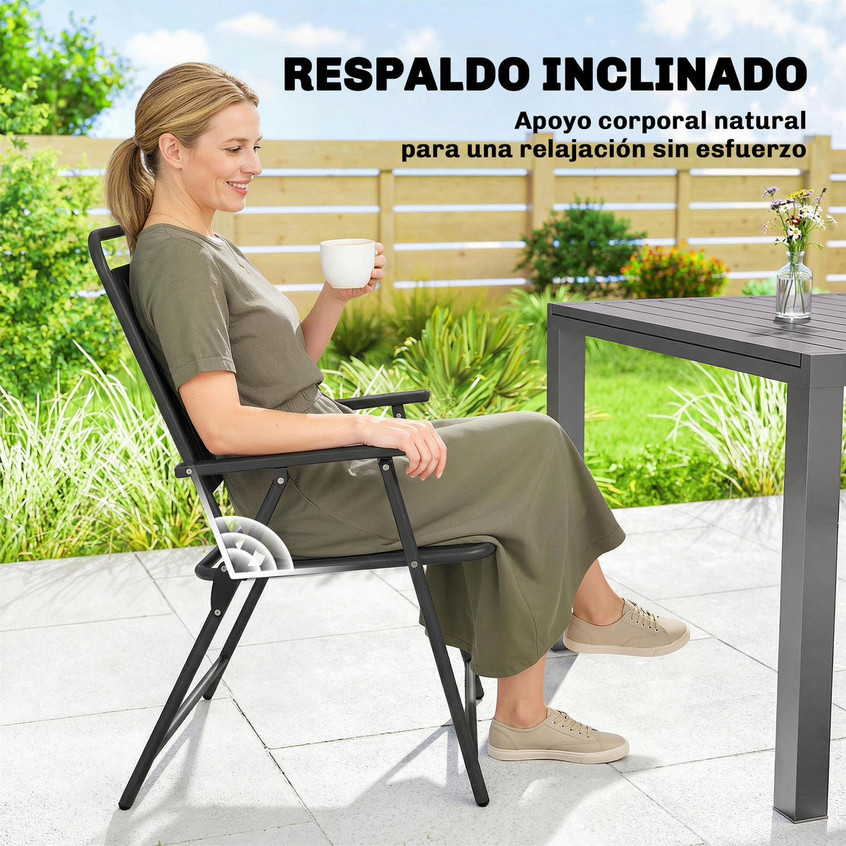KLAPPSESSEL Schwarz 4 Stück - Schwarz, Metall (55/93/63cm) - GiPP