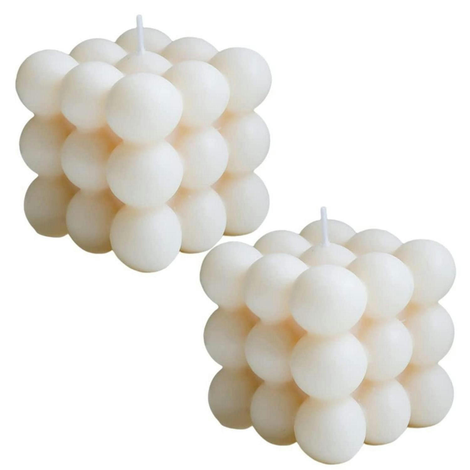 DUFTKERZE 2-teiliges Set Sojawachs Würfelform 5,5 cm - Weiß, Paraffin (5.5cm)