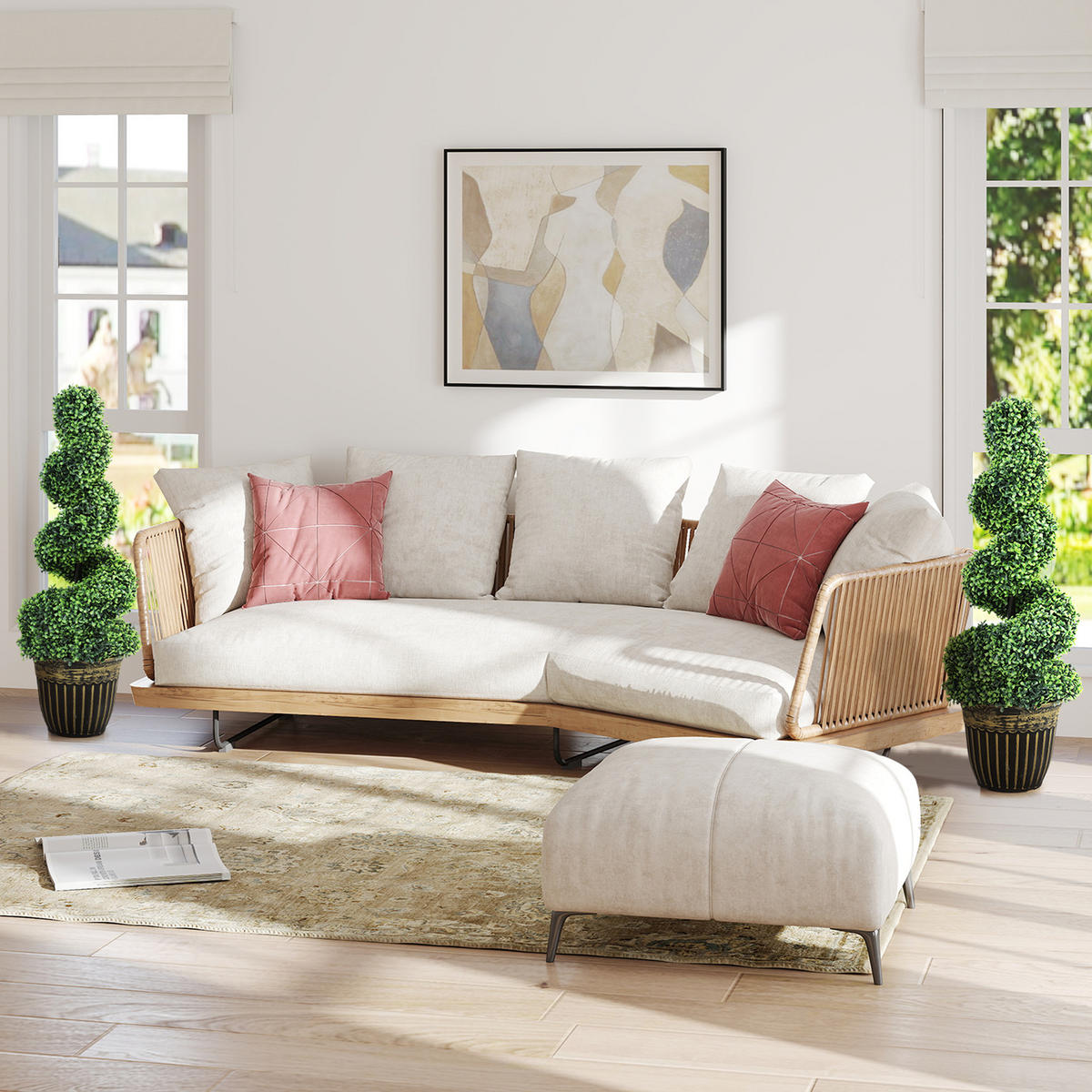 KÜNSTLICHE Pflanzen 2er-Set, UV-beständige 90 cm Kunstpflanze im Blumentopf - Grün, Kunststoff (90cm) - HOMCOM