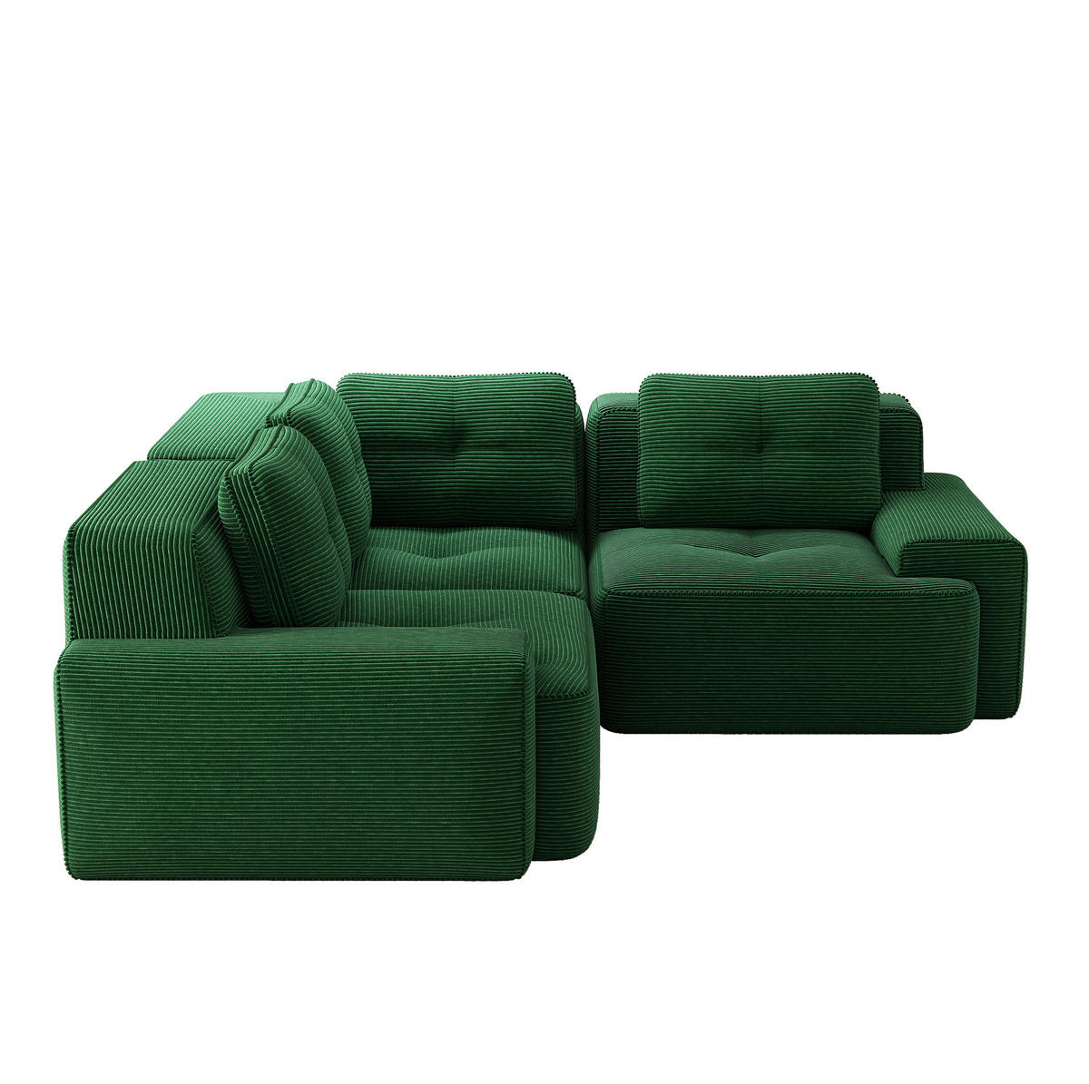 SOFA modulares Ecksofa mit tiefer Sitzfläche Cord Green - Grün, Kunststoff (104/177cm) - Meubliv