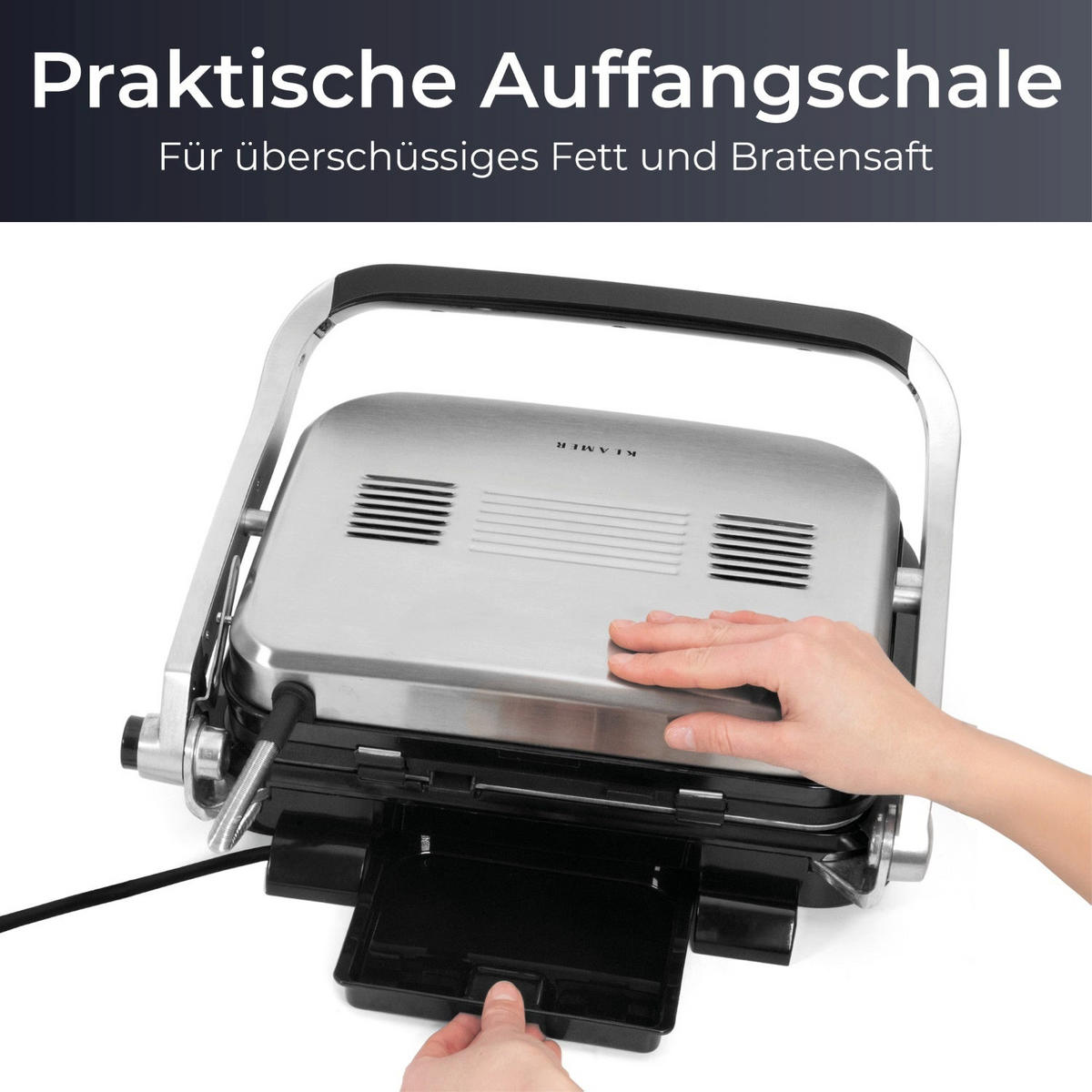 KONTAKTGRILL Schwarz / Silber Edelstahl - Schwarz, Metall (34/18/38cm) - KLAMER