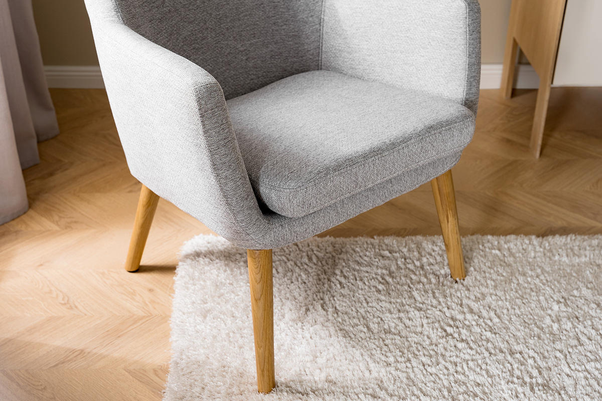 LOUNGESESSEL - Eichefarben/Hellgrau, Eichenholz/Textil (66/80/68cm) - home24