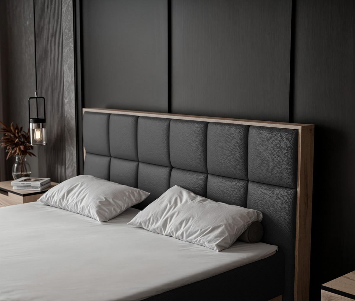 BOXBETT LAVIO II 160/200 cm, in Schwarz, mit Matratze und Topper - Schwarz, Holzwerkstoff/Textil (160/200cm) - Idohome