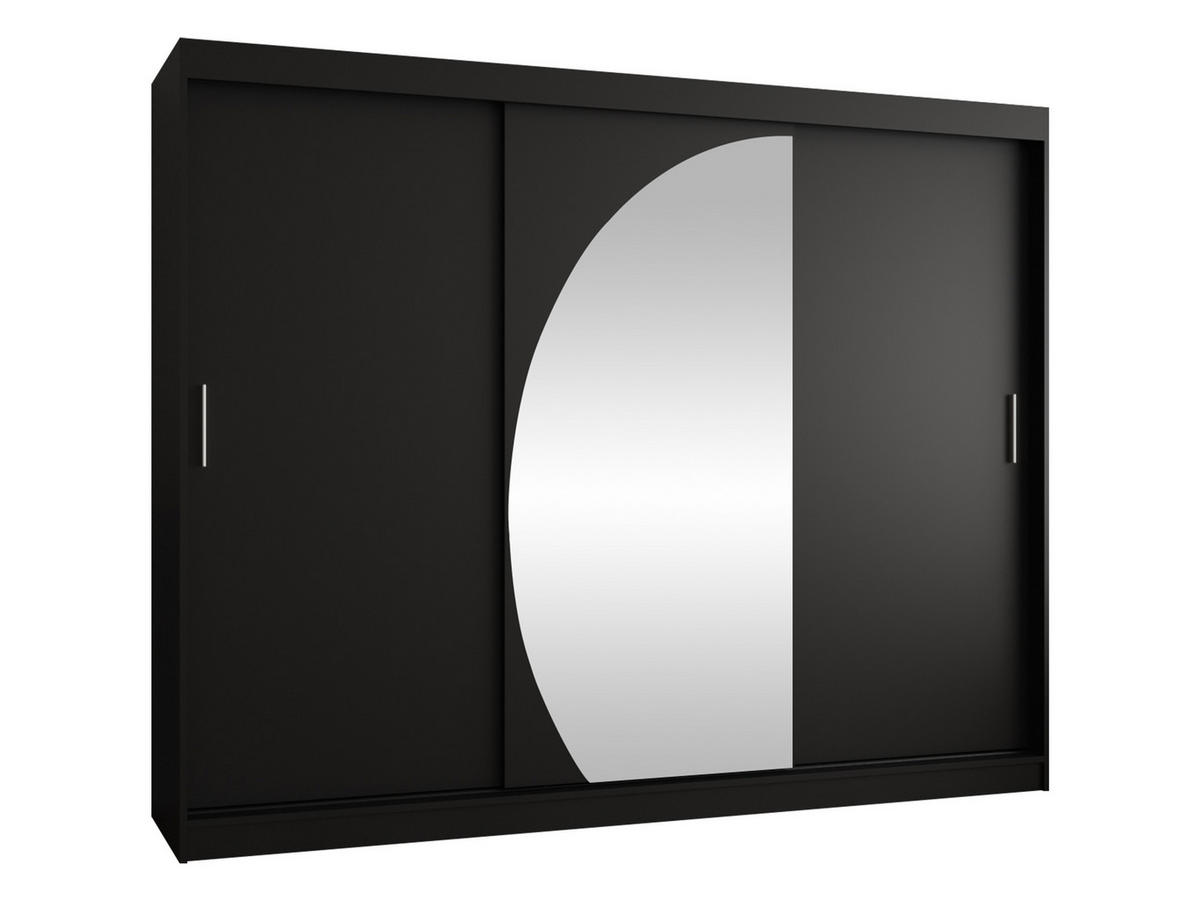SCHWEBETÜRENSCHRANK Wika 250 cm mit Schubladen - Silberfarben/Schwarz, Holzwerkstoff/Kunststoff (250/200/62cm) - MIRJAN24