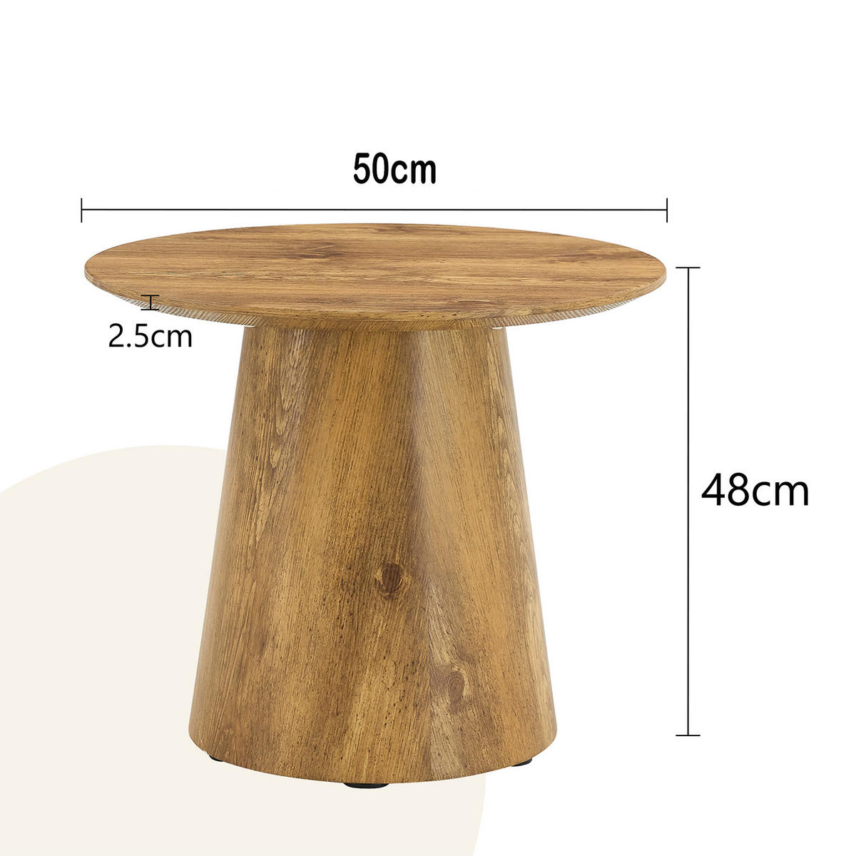 BEISTELLTISCH rund im Design, Sofatisch aus Holz - Eichefarben, Holzwerkstoff (50/50/48cm) - Meubles Cosy
