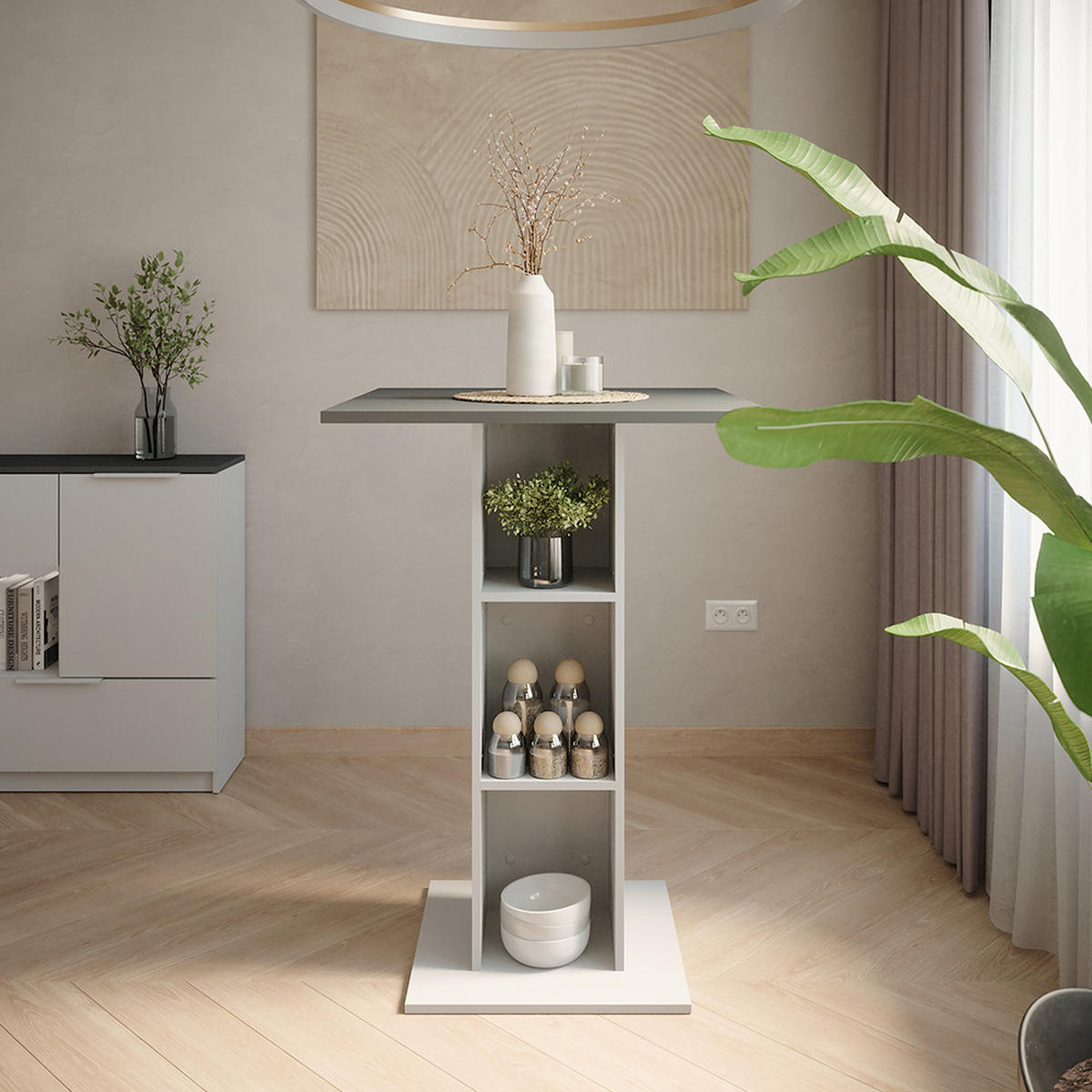 BARTISCH Repose Anthrazit/Weiß 75 x 75 cm - Anthrazit/Weiß, Holzwerkstoff (75/75/106cm) - Vicco