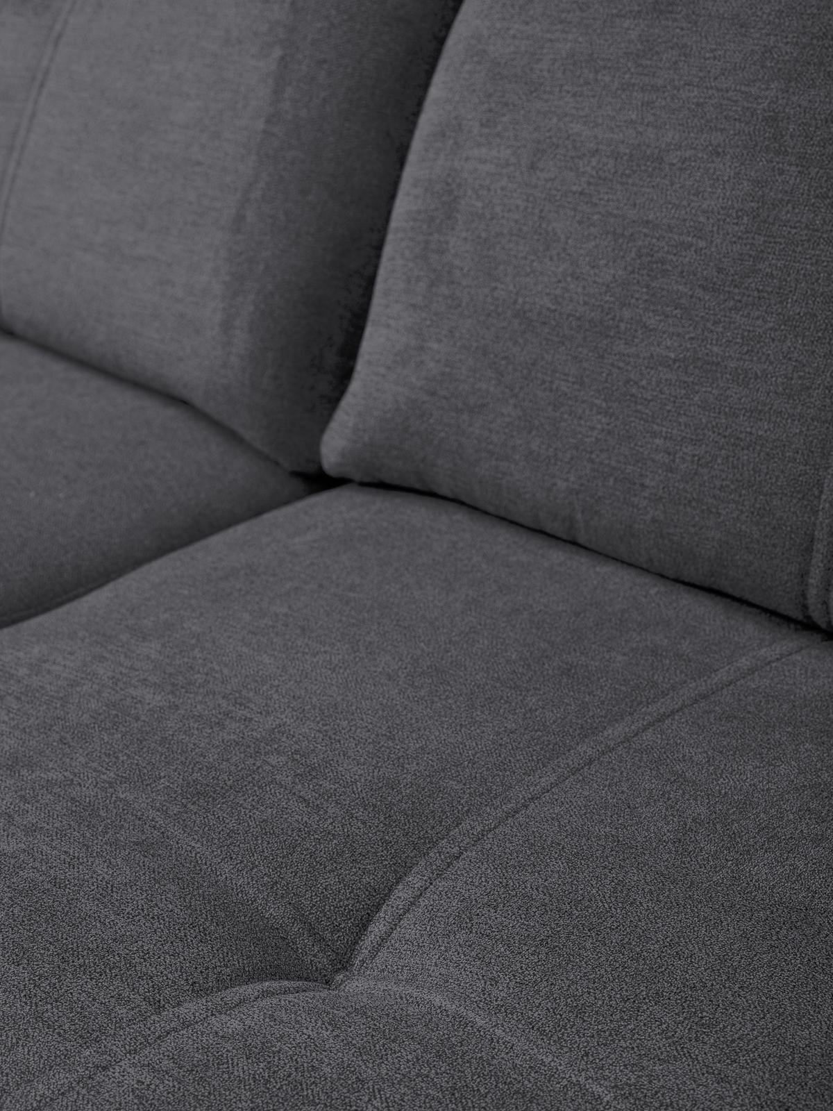 ECKSOFA PANAMA mit Schlaffunktion und Bettkasten, Farbe: Dunkelgrau, Velourstoff, Ottomane Links - Dunkelgrau, Textil (270/180cm) - VENASI MÖBEL