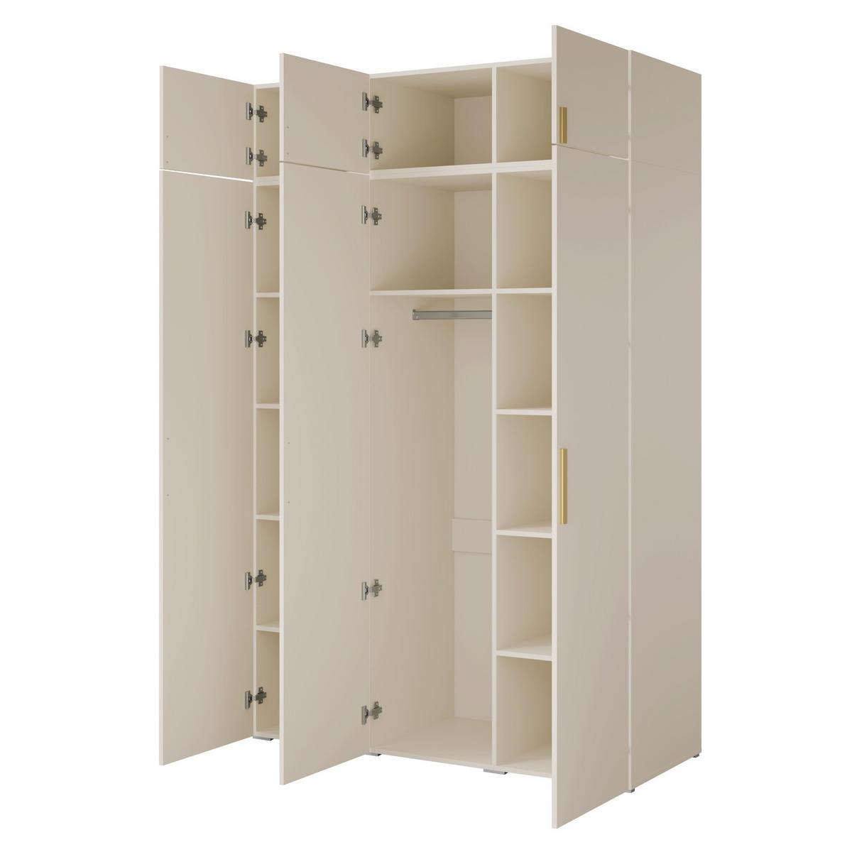 DREHTÜRENSCHRANK mit Aufsatz Napoli 3D 150 Kaschmir (schwarzer oder goldener Griff) - Kaschmir/Silberfarben, Holzwerkstoff/Kunststoff (150/35/60cm) - mzm24