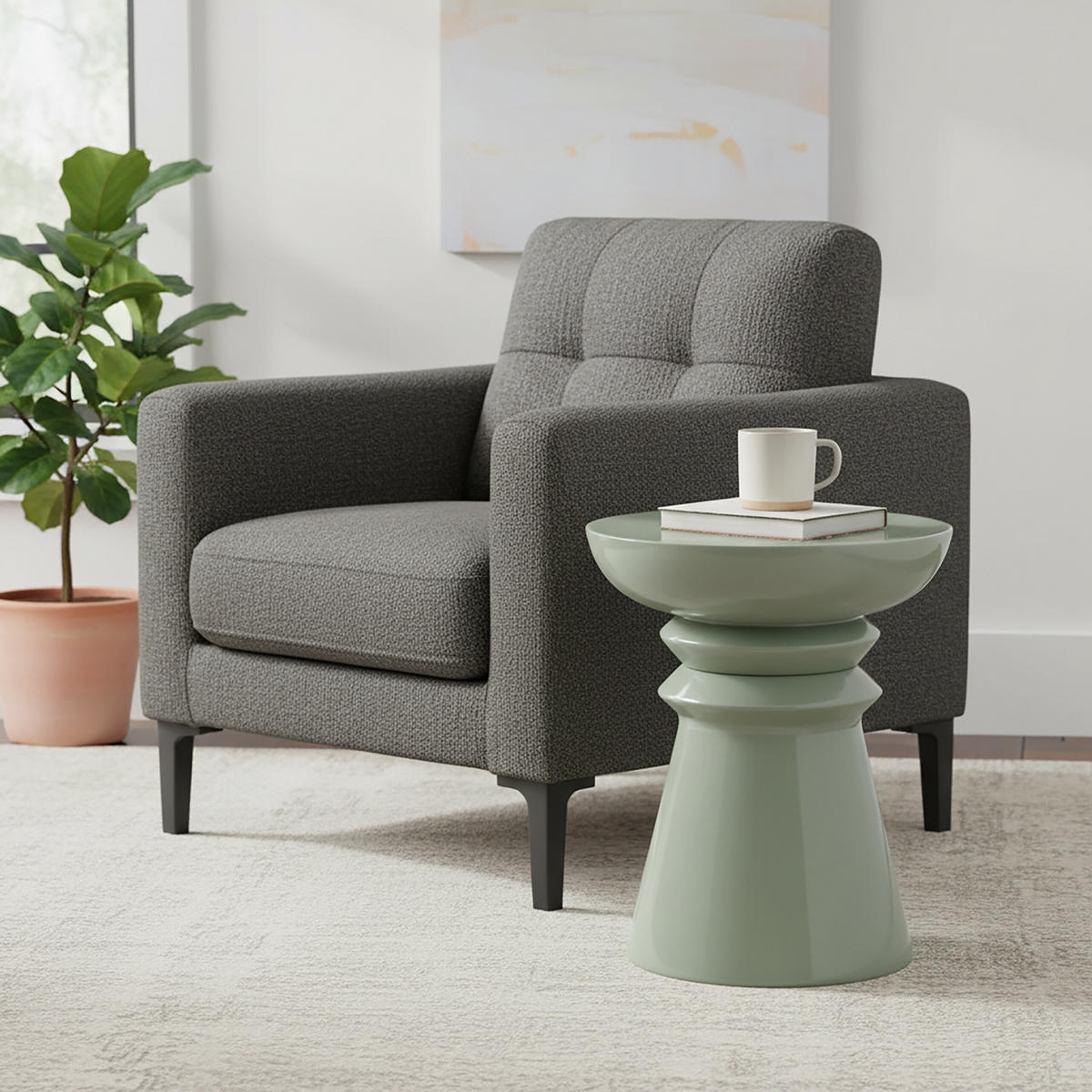 STRANSKI tabel - zelena, kovina (38/38/45cm) - Relaxdays