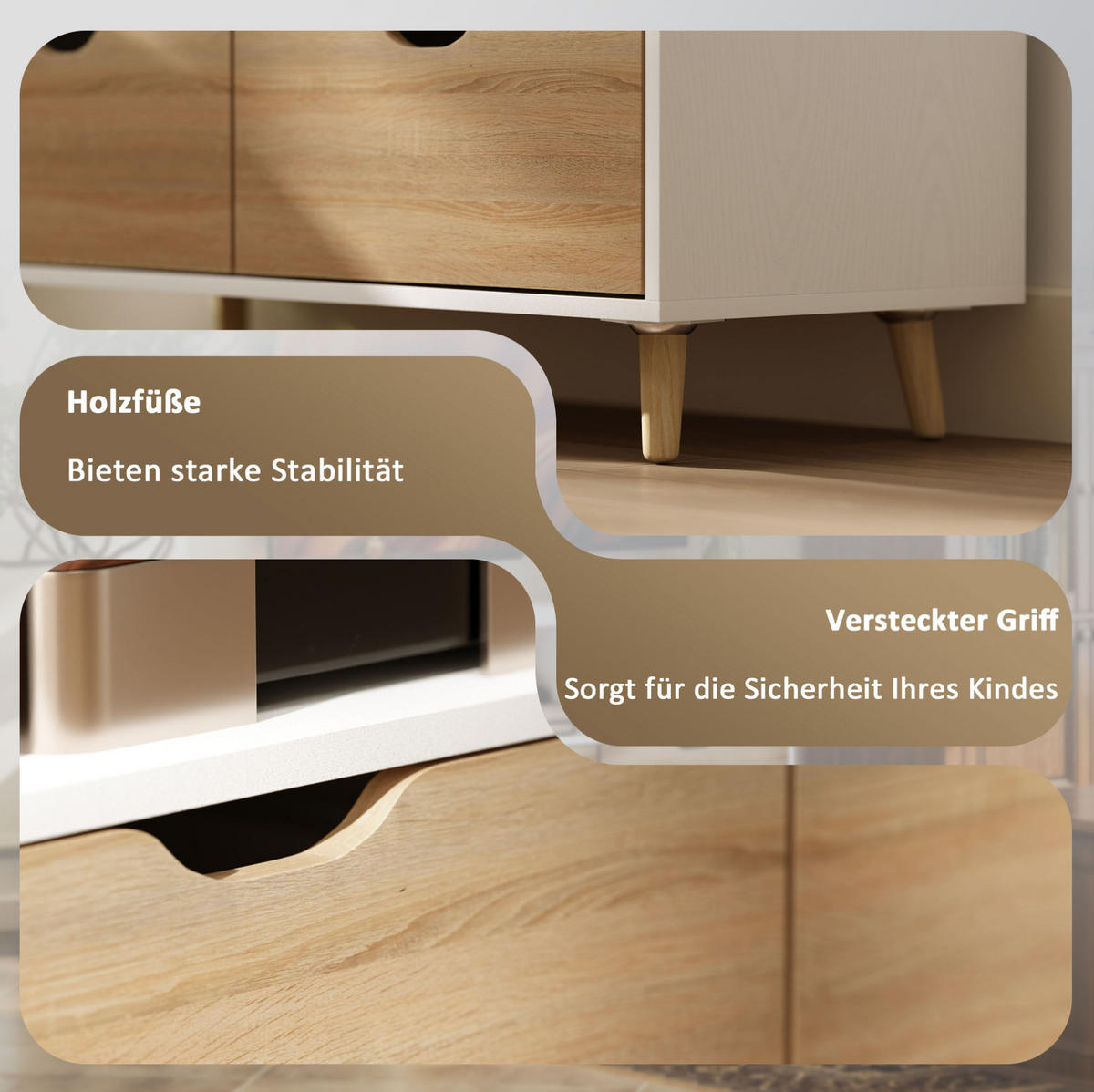 TV-LOWBOARD 99/39/58 cm weiß aus Holz mit 2 Schubladen - Weiß, Holzwerkstoff (99/58.3/39cm) - OKWISH