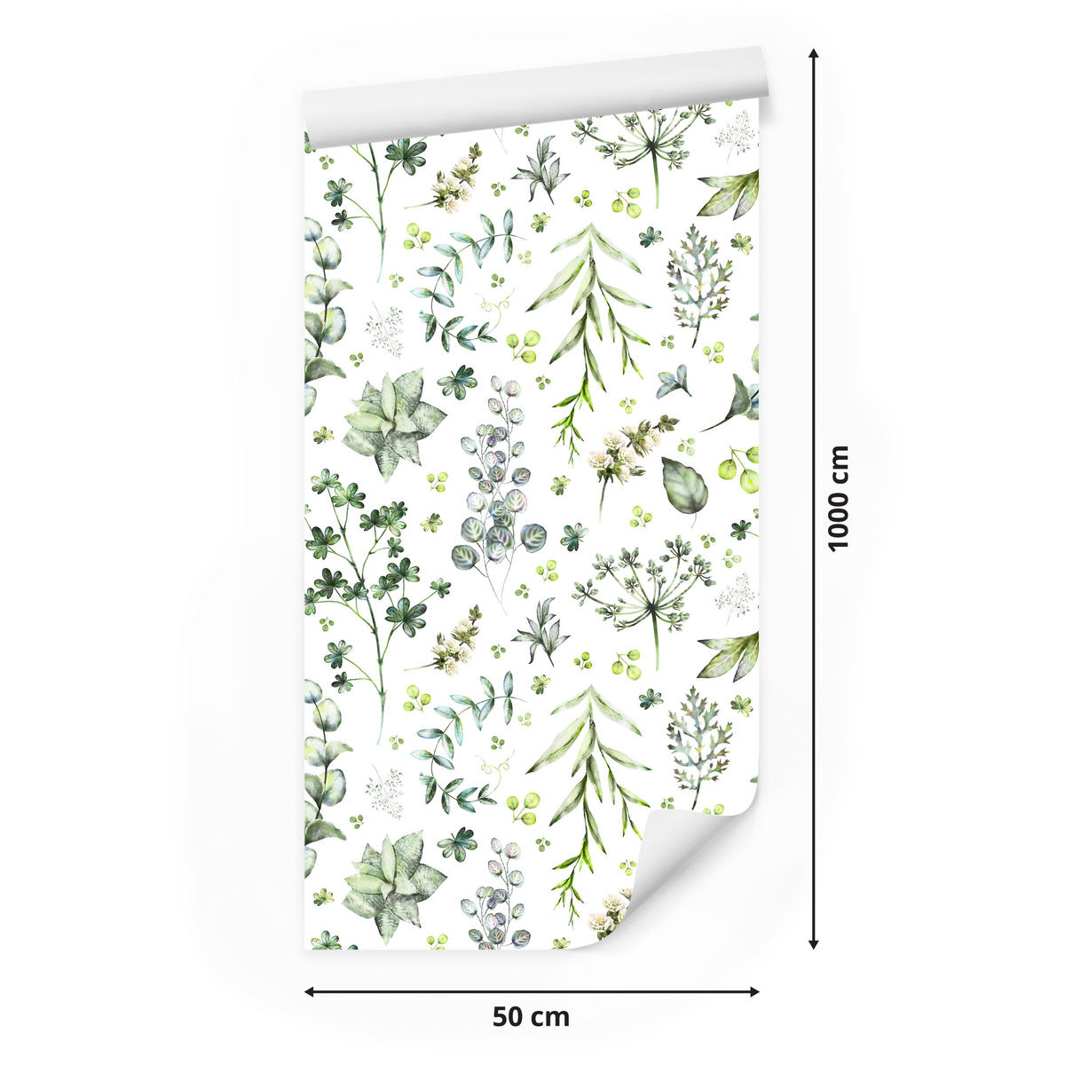 VLIESTAPETE Wiesenblumen und Blätter – Grün, Weiß – 50x1000 cm - Weiß/Grün, Papier (50/1000cm) - Muralo