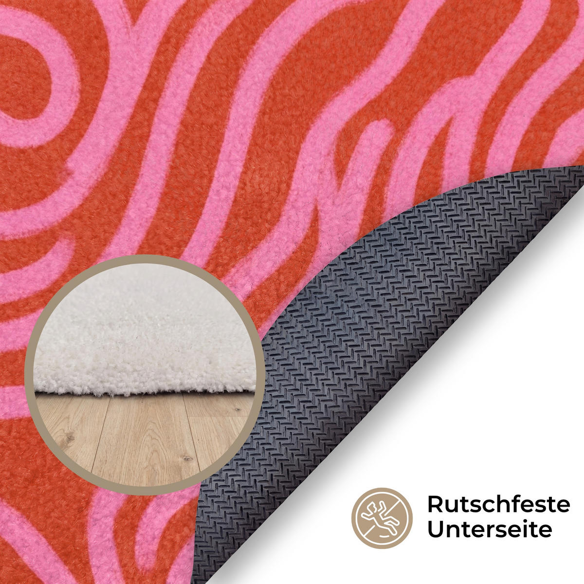 TEPPICH - Rosa - 150x150 cm - Rot, Kunststoff/Textil (150/0.4cm) - OnlyWow