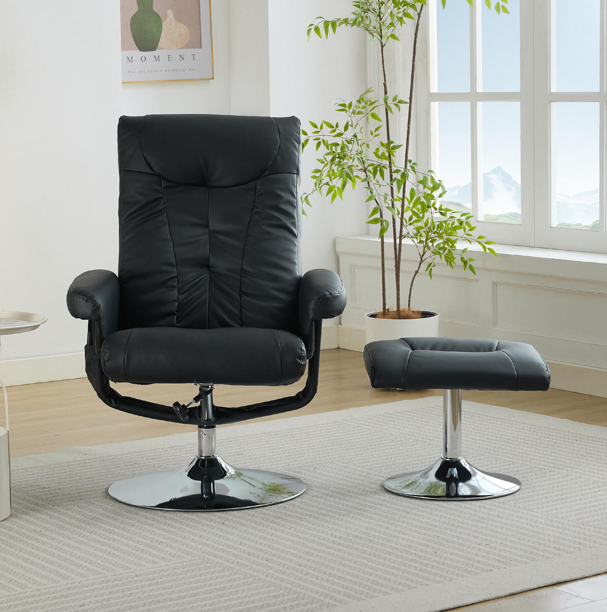 RELAXSESSEL PU mit Massage und Sitzheizung 76/75/103 cm Schwarz - Schwarz, Kunststoff (75/103/76cm) - Redom