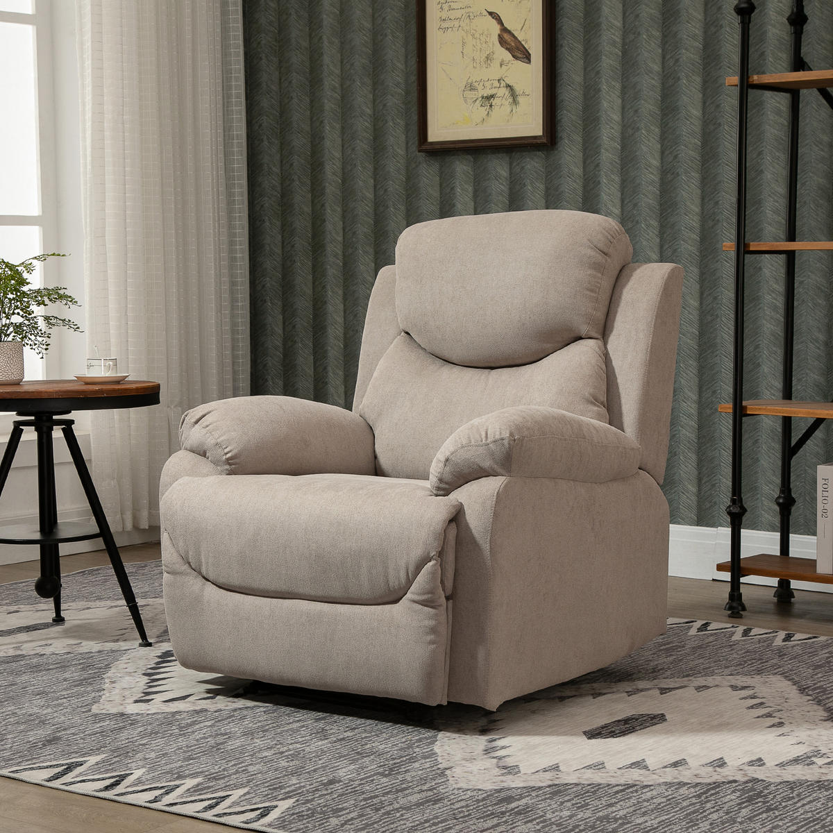 FERNSEHSESSEL, Polyester, Beige - Beige/Schwarz, Textil/Metall (88/102/93cm) - HOMCOM