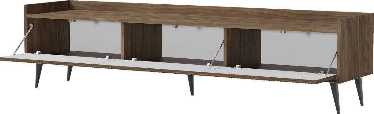 TV-LOWBOARD Arysa in Braun Walnuss Holzoptik 180/45/41 cm - Walnussfarben/Schwarz, Holzwerkstoff/Metall (180/45/41cm) - WFL GROUP