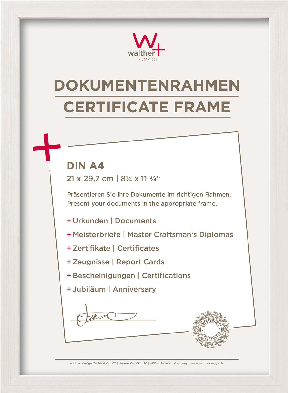 walther design Bilderrahmen Weiß 23.7x32.7x1.3 cm