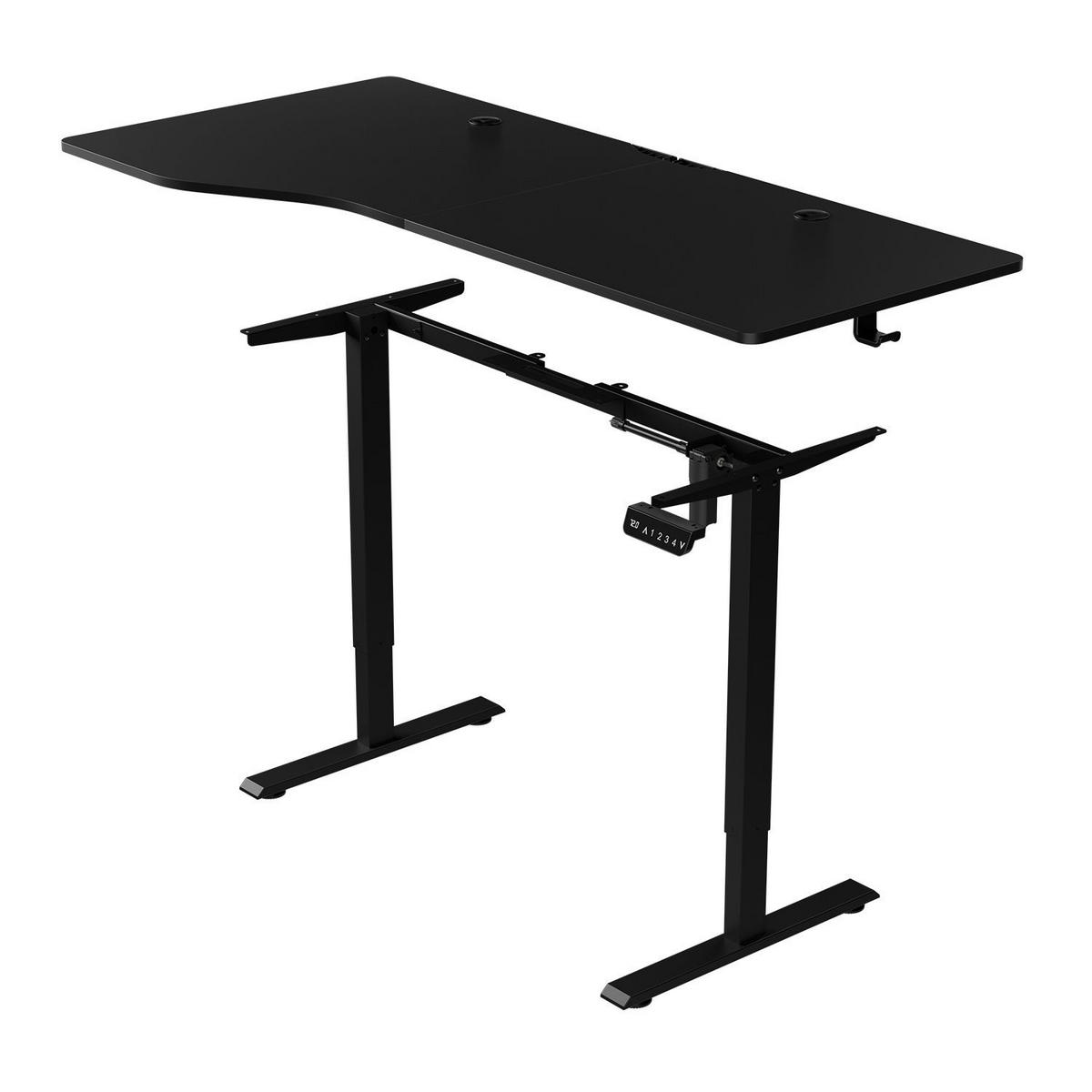 SCHREIBTISCH Office Stand schwarz 160x75 cm höhenverstellbar - Schwarz, Holz (60/160/117cm) - Juskys