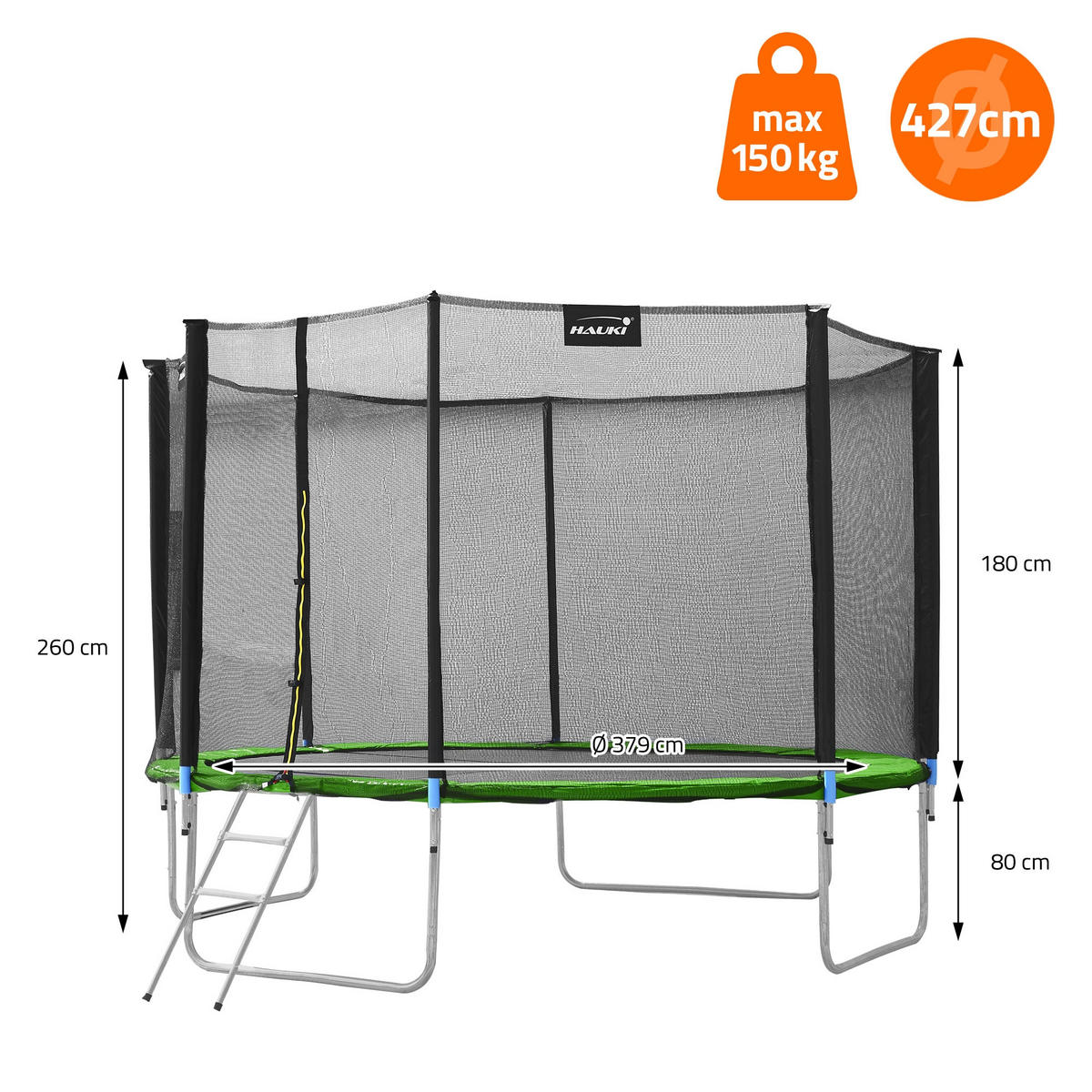 TRAMPOLIN 427 cm grün - Grün, Metall (427/260/427cm) - Hauki