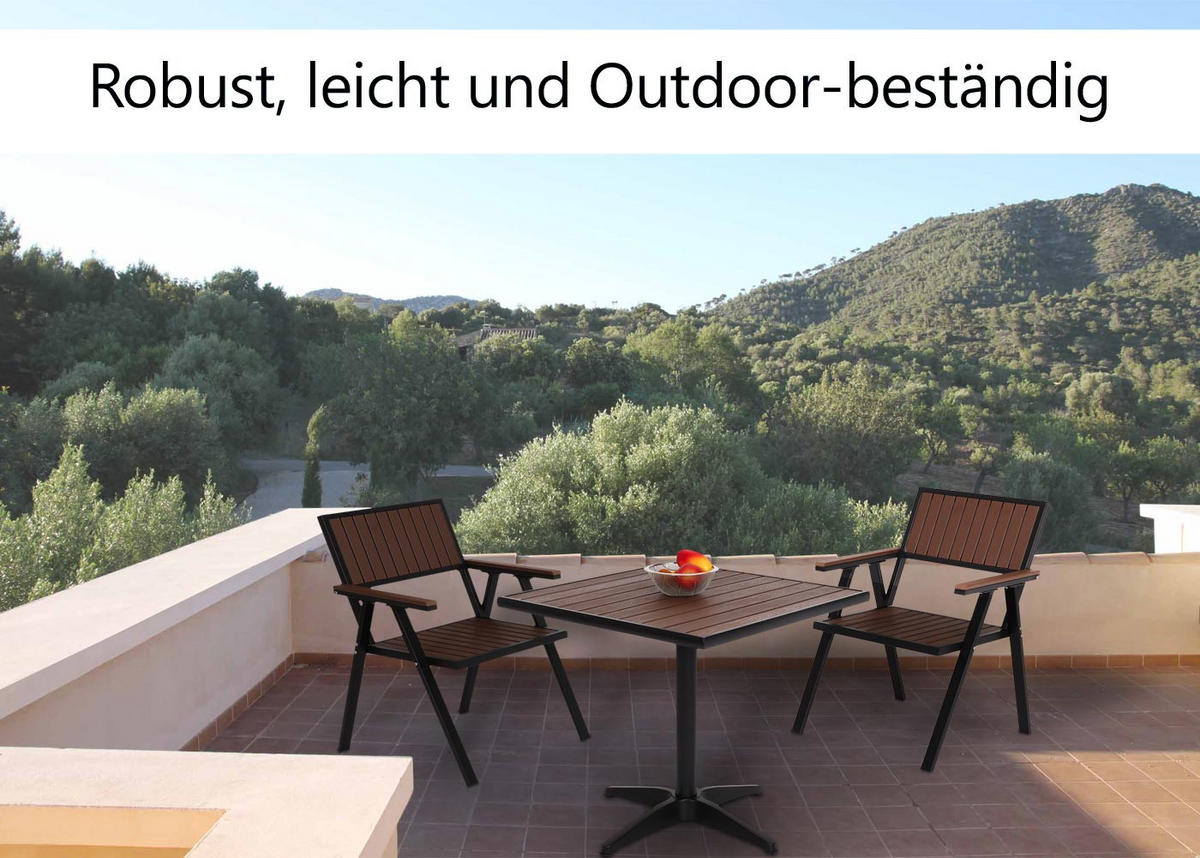 GARTENTISCH Schwarz, Dunkelbraun - Dunkelbraun/Schwarz, Metall (70/70/74cm) - MCW