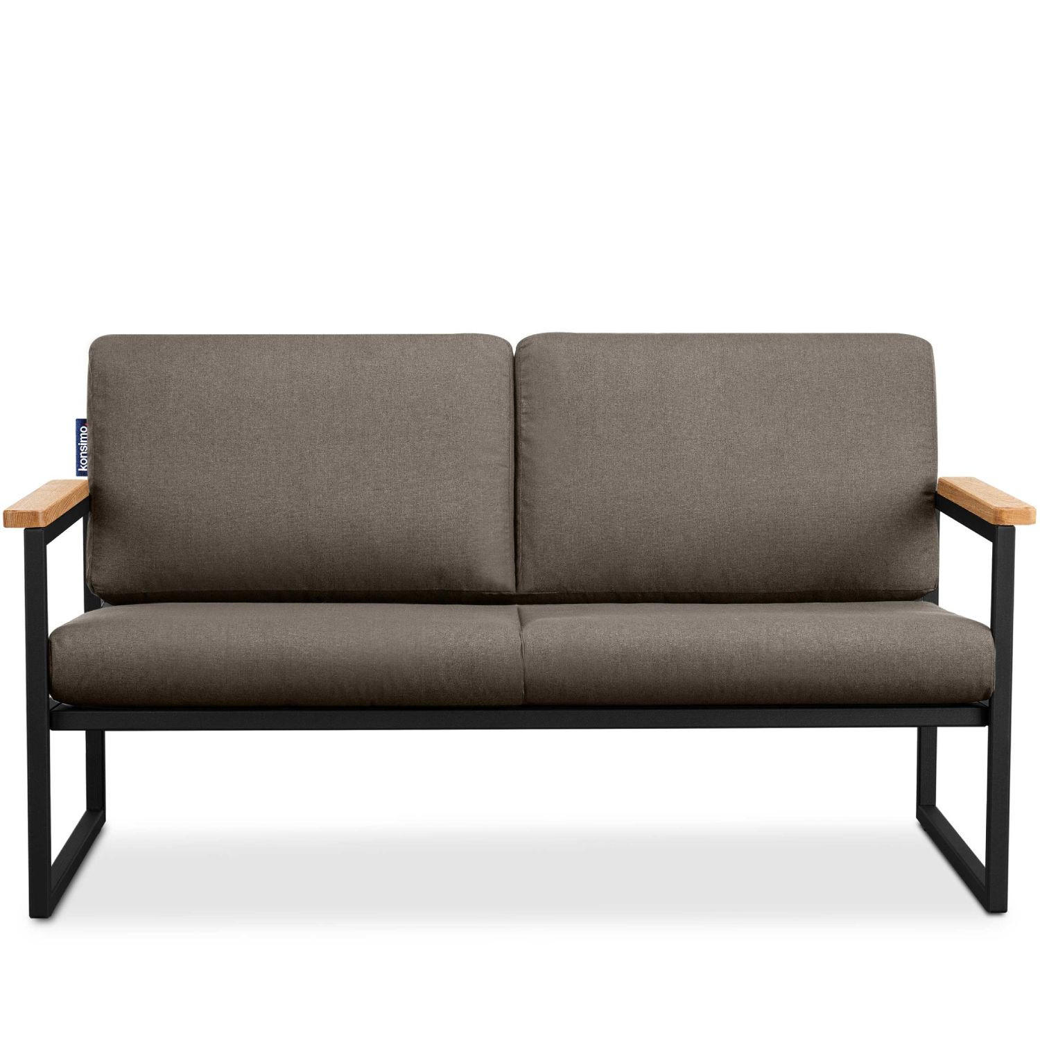 GARTENSOFA TRIBO 2-Personen ,Schwarz/Beige - Beige/Schwarz, Holz/Textil (130/65/60cm) - KONSIMO®