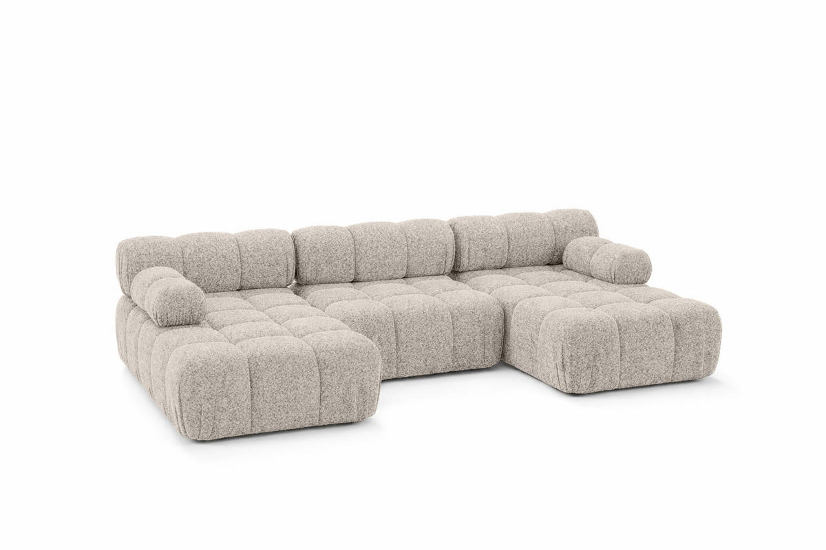 ECKSOFA U-Form, Stoff Bouclé Abriamo, Beige, Selia U - Beige, Holz (285/70/160cm) - Kaiser Möbel