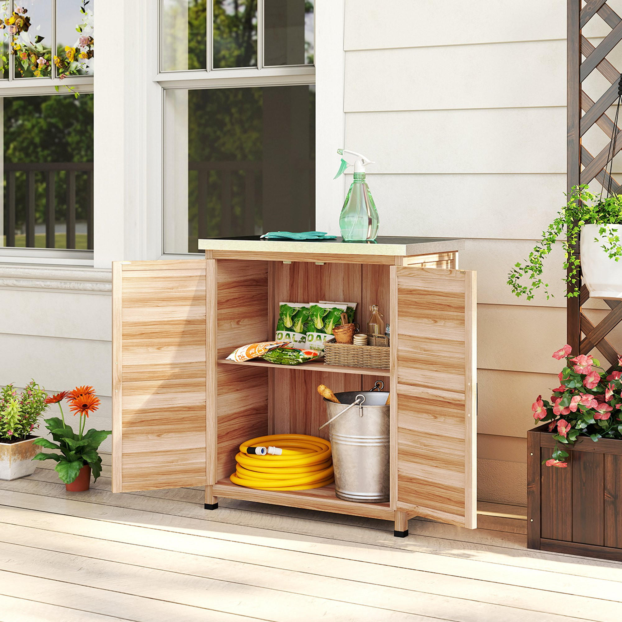 ComfortXL Gartenschrank Natur 43x92x79 cm
