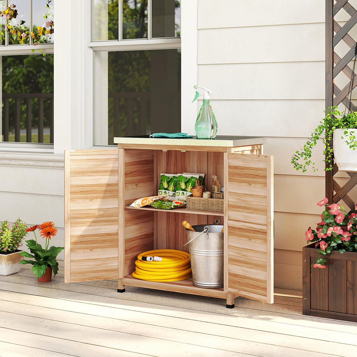 GARTENSCHRANK DE-09246 Natur - Naturfarben, Holz (43/92/79cm) - ComfortXL