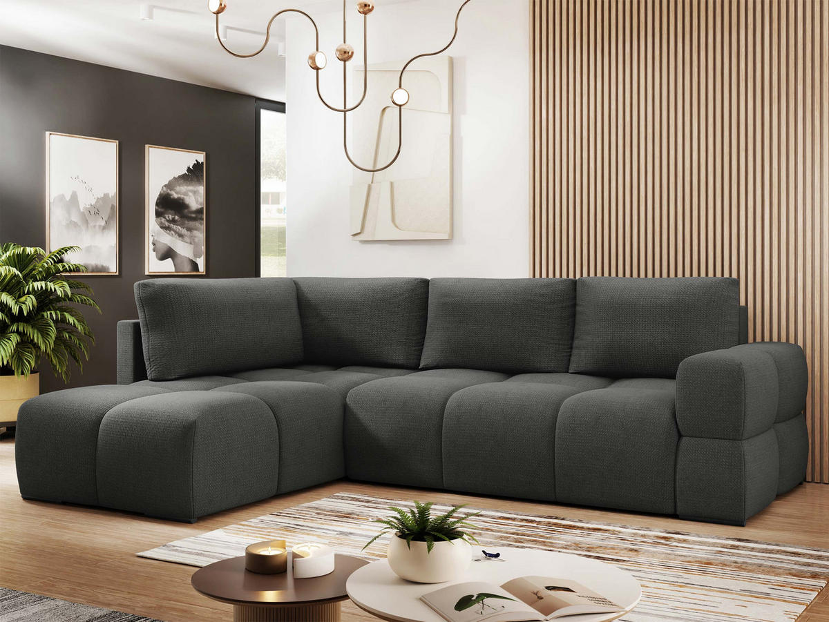 ECKSOFA Taremi - Dunkelgrau/Schwarz, Holz/Kunststoff (267/185cm) - MIRJAN24