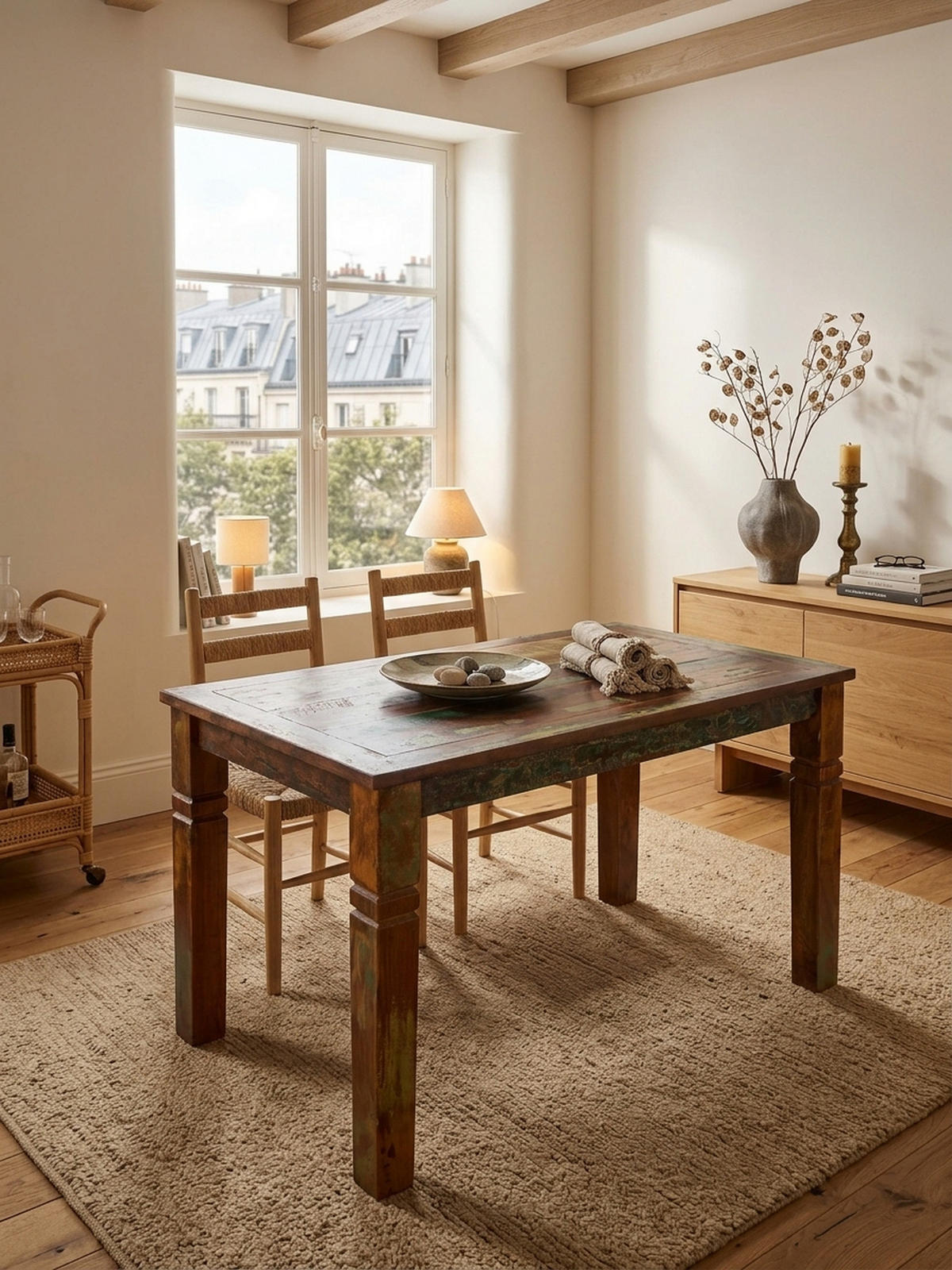 ESSTISCH Mango Massivholz Klarlack Shabby Design, Braun 120x70x76 cm - Braun, Holz (70/120/76cm) - KADIMA DESIGN