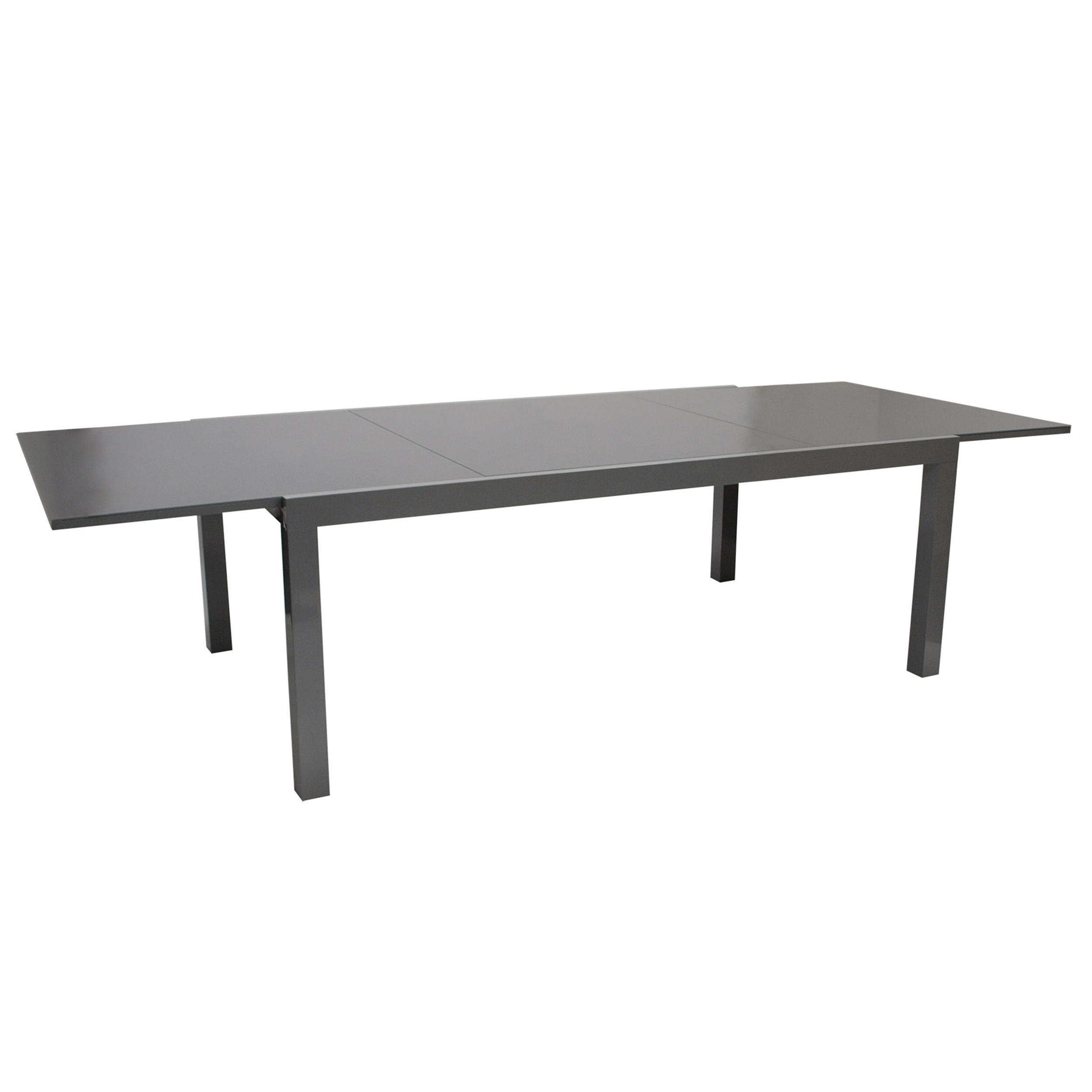 AUSZIEHTISCH Ashford - Esstisch mit Gestell aus Aluminium grau, Tischplatte Glas - Ausziehbar von 180cm auf 240cm. BxTxH: - Grau, Metall (240/100/75cm) - TPFGarden